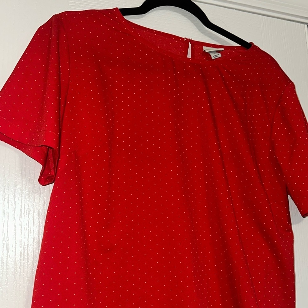 A New Day Red and white polka dot Short Sleeve Blouse size large